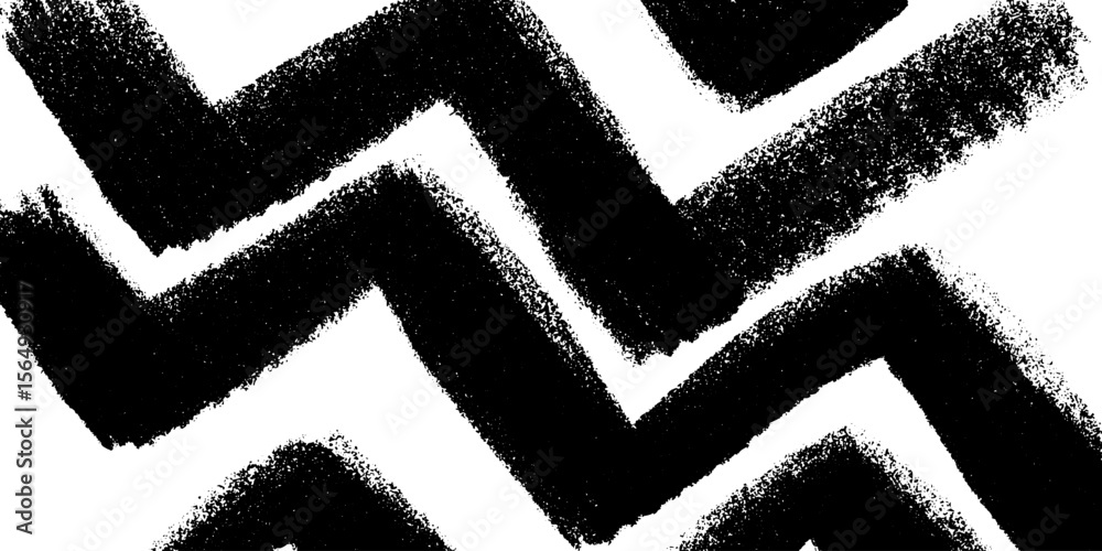 Aufkleber Abstract zigzag pattern with hand drawn black sketchy lines for design