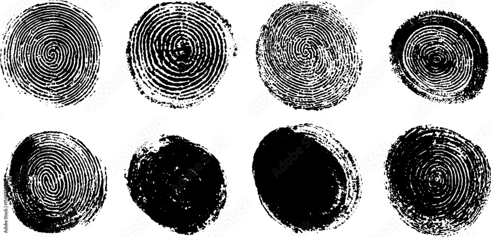Poster circular ink stamp textures series for creative design and artistic projects