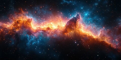 Fototapeta premium Stunning cosmic scene showcasing colorful nebula and celestial formations in deep space