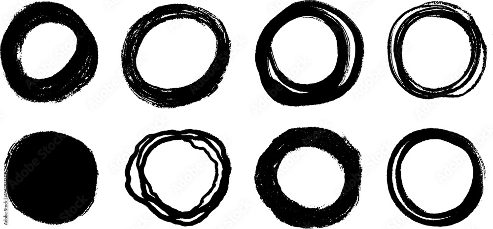 Aufkleber Hand drawn irregular black circles set for artistic design and sketch concepts