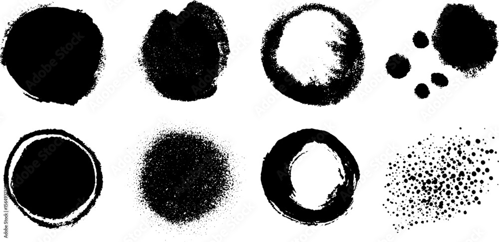 Aufkleber Set of ink drop textures with blotchy circular stains for creative design projects