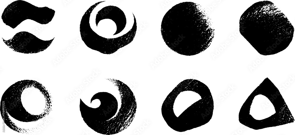 Poster abstract ink shapes collection for artistic design and decoration