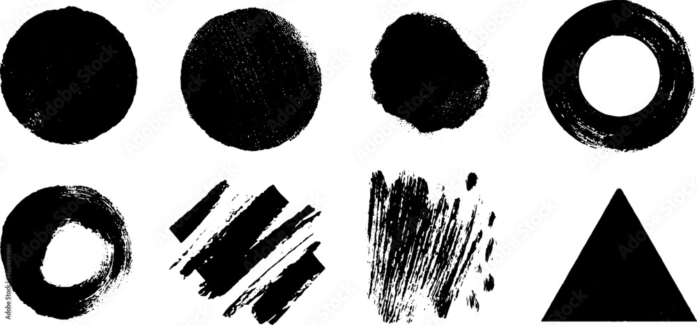 Poster artistic collection of abstract ink shapes for creative design projects