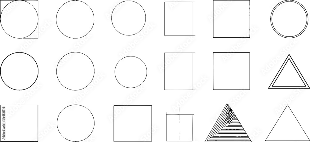 Poster minimalist geometric shape collection featuring circles, squares, and triangles for modern design