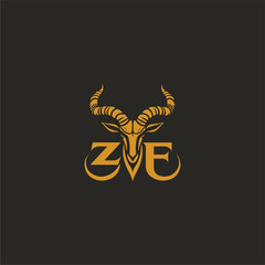 vector illustration of a shield, ze logo with horn