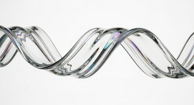 Abstract Iridescent Spiral Against White Background Highlighting Form and Texture