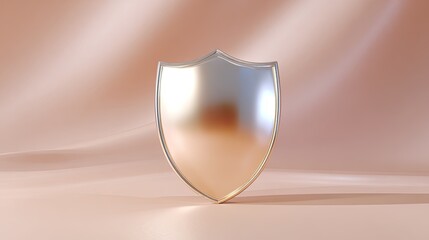 Silver Shield Icon on Soft Blurred Background for Safety Concept