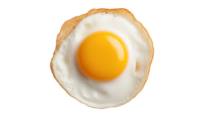 A sunny side up egg presents a delicious breakfast food item with a bright yellow yolk on a transparent background.