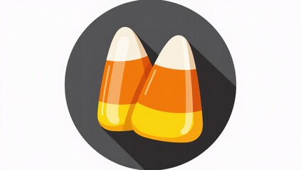 Fototapeta premium Halloween candy corn illustration with flat design and long shadow