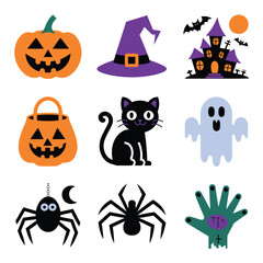 Obraz premium 2d vector illustration Halloween t shirt icon design items ghost character Candles in carved pumpkin 