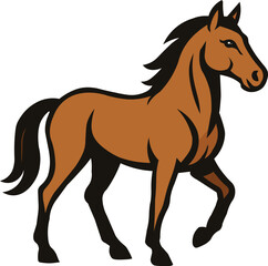 Elegant Brown Horse Vector Illustration 