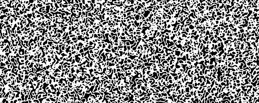 An abstract, high-contrast image filled with intricate, organic shapes in black and white