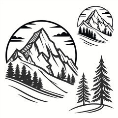 mountain with tree vector icons , ai generator