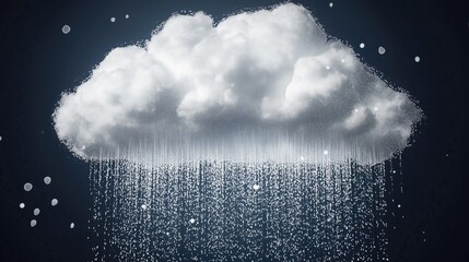 A cloud with rain shaped like tiny dots highly detailed with sharp focus - generated AI