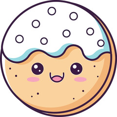 Fototapeta premium A cute cartoon cookie with light blue frosting and green sprinkles on top