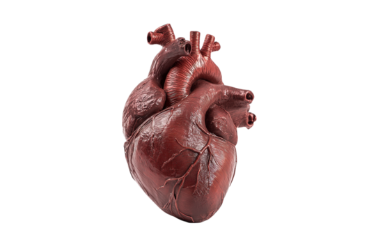 detailed anatomical model of human heart  isolated on white background