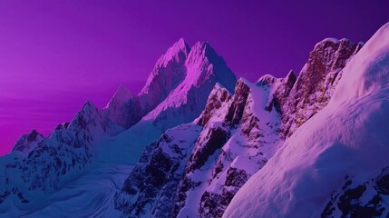 80s-style neon mountains with a purple sky highly detailed with sharp focus generated AI