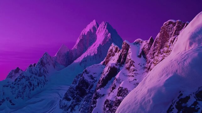 80s-style neon mountains with a purple sky highly detailed with sharp focus generated AI - Powered by Adobe