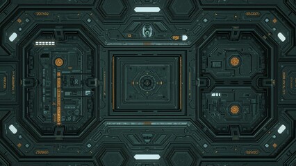 Futuristic spaceship panel with industrial texture design