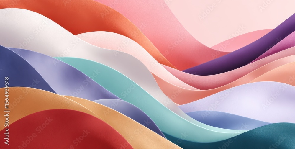 Poster Colorful abstract waves with smooth gradients creating a visually calming effect