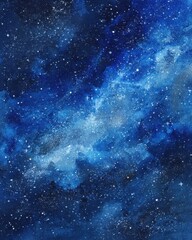 Naklejka premium Celestial Watercolor. Astronomic Night Sky Illustration with Bright Stars and Abstract Design