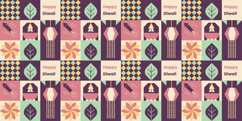 Happy Diwali festive geometric composition.