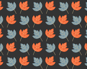 Colourful autumn leaves. Cosy pattern. Vector illustration