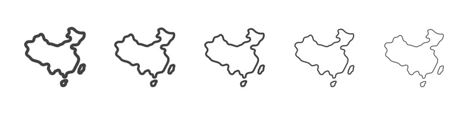 china map icon Line graphics illustration symbol