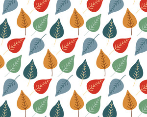 Colourful autumn leaves. Cosy pattern. Vector illustration