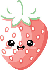 Obraz premium Illustration of a strawberry with a cute face on a white background