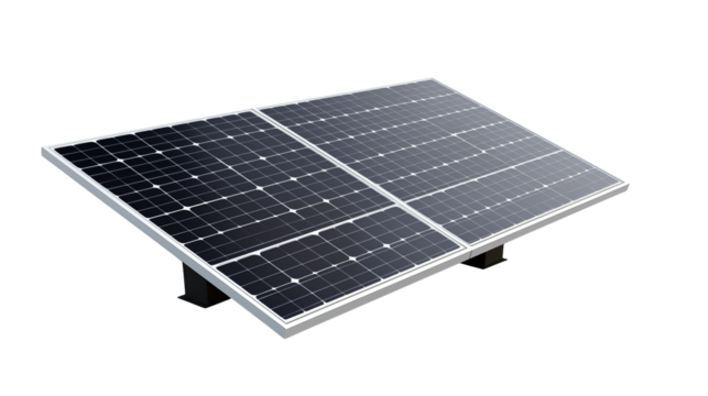 Solar panel installation isolated on transparent background promotes renewable energy solutions.