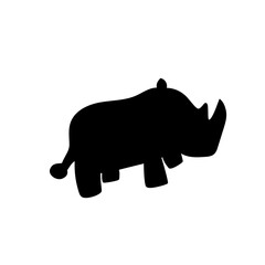 Rhinoceros animal icon. Wild safari creature. Horned mammal silhouette. Vector wildlife symbol.