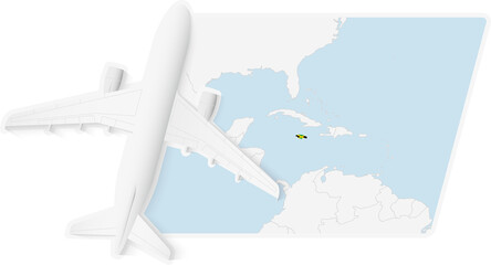 Airplane over Jamaica Map