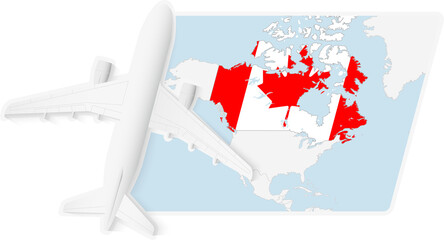 Airplane over Canada Map