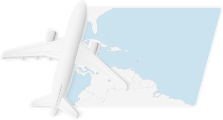 Airplane over Saint Vincent and the Grenadines Map