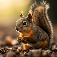 Fototapeta premium Eurasian red squirrel in front of a white background