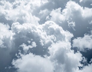 Blue and White Fluffy Clouds Sky