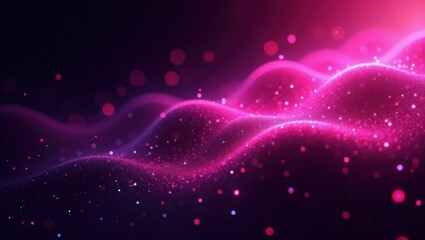 Obraz premium Shimmering Pink Light Waves Flow Through a Magical Night Sky