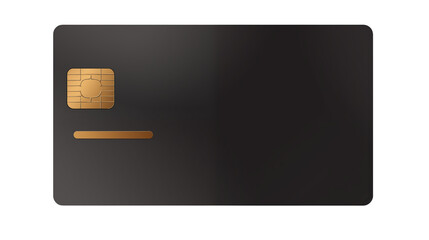 Sleek matte debit card with gold chip, perfect for banking and finance visuals isolated on transparent background