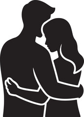 Back View of Couple Hugging vector illustration