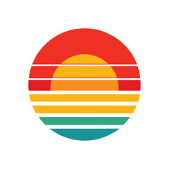 Minimalist Retro Sunset with Horizontal Stripes Vector