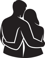 Back View of Couple Hugging vector illustration