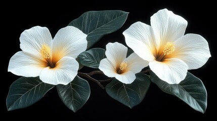 Obraz premium Elegant White Hibiscus Blooms