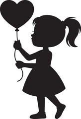 Girl Holding Heart Shape Balloon or Card vector illustration