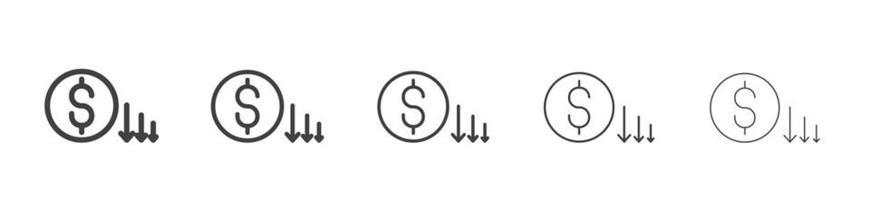 Cost reduction icon Line graphics illustration symbol