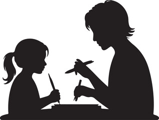 Homeschooling Silhouette Scene silhouette