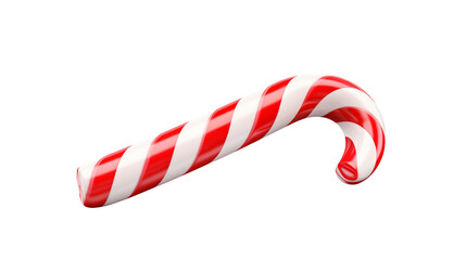 Festive candy cane with red and white stripes, perfect for holiday designs isolated on transparent background