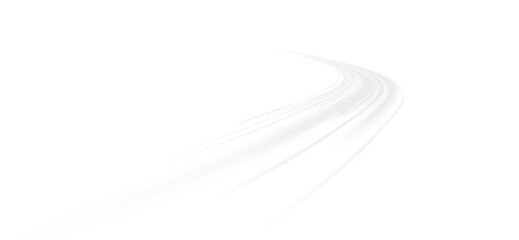 White neon motion with car speed streak and vector glow, road transport design in dark city...