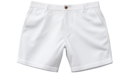 Clean white shorts present a fresh summer style for apparel design and fashion concepts isolated on transparent background