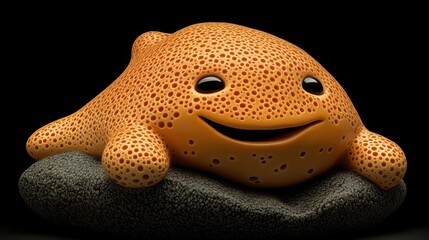 Fototapeta premium Smiling Porous Creature on Rock